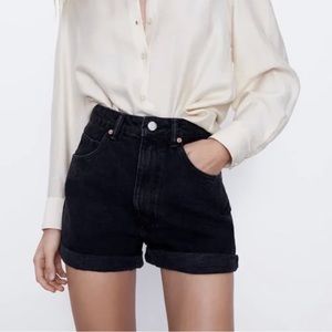 Zara High Waisted Mom Jean Shorts